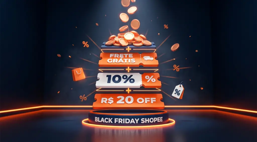 Black Friday Shopee 2026: como empilhar voucher, cupom do vendedor e Shopee Coins