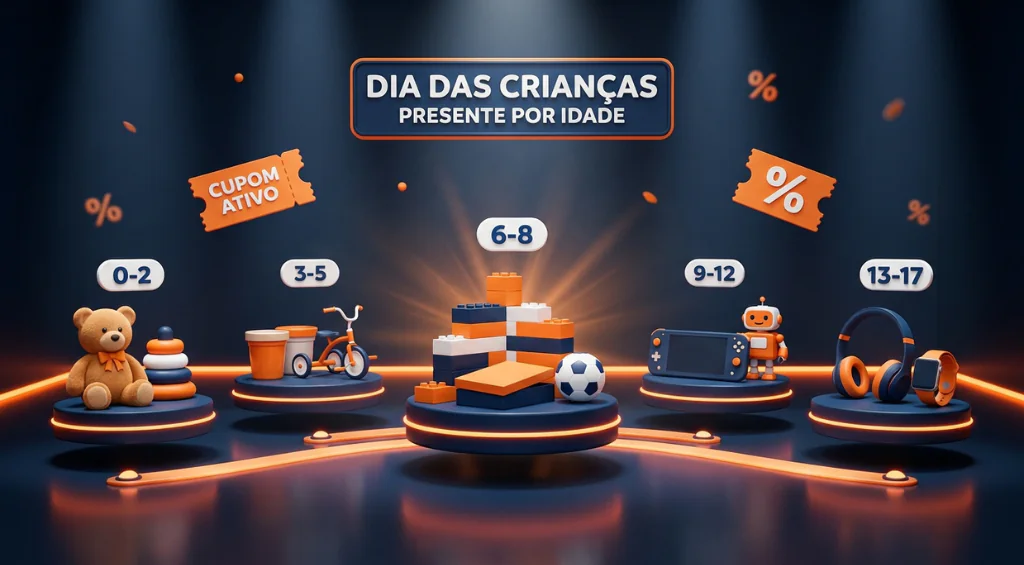 Presente dia das crianças por idade: guia com cupom 2026